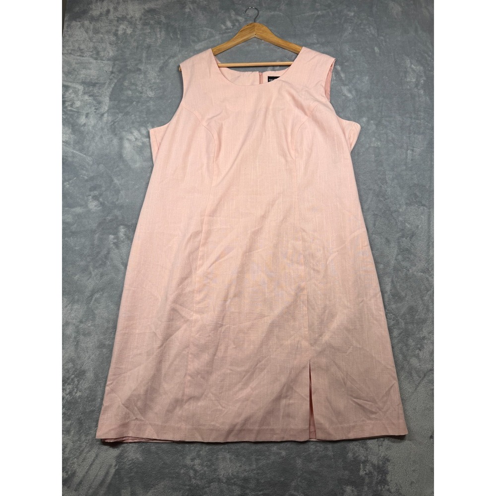 Sag Harbor Shift Dress Womens 22W Light Pink Rayon Sleeveless Front Slit Detail